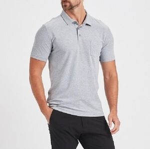 Vuori Ace Polo Shirt Men's Medium Heather Gray S-Sleeve Light Performance Travel